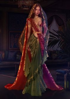 Indian Goddess, Club Romance, Indian Dresses Traditional, Dress Design Sketches, Fashion Illustration Dresses, Fashion Designing, Indian Aesthetic, Fantasy Dress, Indian Fashion Dresses