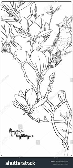 a black and white drawing of flowers