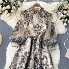 Cute long sleeves lace dress women's dress P111 Fabric: blended Color: AS PHOTO Size(cm): S,M,L,XL,2XL S skirt length 114 bust 86 waist 70 M skirt length 1151 bust 88 waist 72L skirt length 116 bust 92 waist 76 XL skirt length 117 bust 96 waist 80 2XL skirt length 118 bust 100 waist 84 Elegant Dresses Long Sleeve, Mesh Floral Dress, Long Sleeve Dresses Fall, Stand Collar Dress, Luxury Robes, Preppy Dresses, Elegant Party Dresses, Dress Stand, Embroidered Maxi Dress