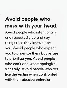 an ad with the words avoid people who mess with your head