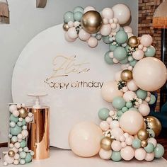 a birthday party with balloons and confetti