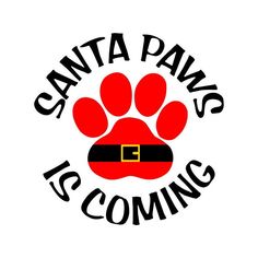 the santa paws is coming logo