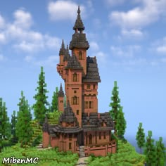 A Medieval Minecraft Castle with custom island and trees! Download this build on my Patreon via the link! Mangrove Castle Minecraft, Minecraft Jungle Castle, Mid Evil Minecraft, Fairytale Minecraft Builds, Medieval Minecraft Castle, Small Castle Minecraft, Minecraft Castle Builds, Small Minecraft Castle, Castles Minecraft