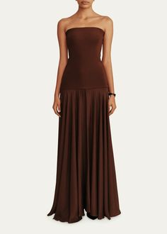 ESSE Studios Illi Strapless Drop-Waist Maxi Dress - Bergdorf Goodman Esse Studios, Maxi Silk Dress, Wedding Guess Dress, Combination Dresses, Combination Fashion, 27 Dresses, Guest Attire, Strapless Neckline, Wedding Attire Guest