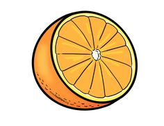 an orange cut in half on a white background