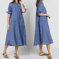 Ann Mashburn Gianna Safari Dress Size Xs Linen Riviera Blue Sahara Linen Fabric Button Closure Preowned In Excellent Condition. Does Not Include Self Belt/Waist Tie. Ann Mashburn, Safari Dress, Linen Midi Dress, Waist Tie, Dresses Xs, Linen Fabric, Dresser, Midi Dress, Womens Dresses