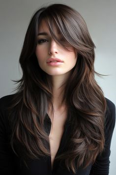 16 Flattering Long Layered Hair Ideas with Side Bangs for Any Occasion Layer Ideas For Long Hair, Wispy Long Layers Medium Length Hair, Side Parted Layered Hair, Trendy Haircuts For Long Hair Side Part, Hair Up Long Bangs, Curtain Fringe Bangs Side Part, Side Part Haircuts Long Hair, Long Hair On Round Face, Dark Long Hair With Curtain Bangs