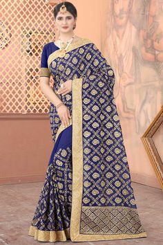 Blue Weave, Embroidered Saree, Eid Dresses