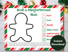 a printable gingerbread man christmas activity sheet for kids to do on the holidays