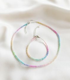 Ombre Necklace, Diy Choker, Pastel Ombre, Gradient Pattern, Ombre Gradient, Bead Choker, Silver Plated Jewelry, Beaded Accessories, Delicate Jewelry