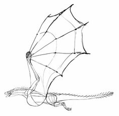 a drawing of a dragon holding an umbrella