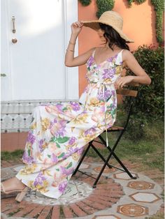 Summer New Suspender Printed One-piece Pants Women's Impermeable Lined Loose Pants Resort Style Beach Pants Jumpsuit Women Summer Floral Print Pants, Summer Beach Jumpsuits And Rompers With Elastic Waistband, Floral Print Beachwear Pants For Summer, Summer Beach Jumpsuit With Elastic Waistband, Casual Beach Jumpsuits And Rompers For Spring, Summer Jumpsuits And Rompers With Elastic Waistband For Beach, Summer Brunch Jumpsuits And Rompers With Elastic Waistband, Wide Leg Jumpsuits For Beach In Spring, Beach Overalls With Elastic Waistband