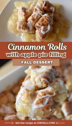 cinnamon rolls with apple pie filling and fall dessert