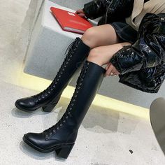 Super High Heels Women Knee High Boots New Winter Warm on Storenvy Women Knee High Boots, Gothic Boots, Badass Style, Super High Heels, Womens Fashion Inspiration, Womens Knee High Boots, 2019 Fashion, Handbag Shoes, Chic Fashion