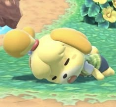 the pikachu is playing in the water with his head on another animal's back