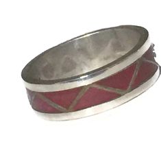 "Vintage Native American Navajo Sterling Silver Coral Wedding Band or Ring Size 5.50 Weight 3.2g Band Width 1/4\" Free Domestic USA Shipping Ring is Delivered in a Gift Box If you do not want the ring polished and want to leave the natural patina please let me know at the time of purchase as I do polish rings before I ship rings out. Thanks USPS Domestic Shipping is free for buyers. If a buyer prefers to upgrade to priority, the buyer will pay that portion of the shipping charge. If the actual c Navajo Wedding, Wedding Ring Sizes, Navajo Rings, Coral Wedding, Red Band, Vintage Band, Moonstone Ring, Sterling Silver Bands, Ring Sterling Silver