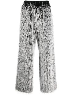 Find DOLCE & GABBANA Faux-fur Tailored-cut Trousers on Editorialist. black/white faux-fur design tailored cut elasticated drawstring waistband concealed front zip fastening two side inset pockets rear welt pocket straight hem Faux Fur Pants, Fur Pants, Pants Png, Fur Design, Designer Headbands, Versace Outfit, White Faux Fur, Sweaters Knitwear, White Pants