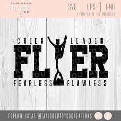 cheerleader logo with the words cheer leader fearless, and an image of a woman doing yoga