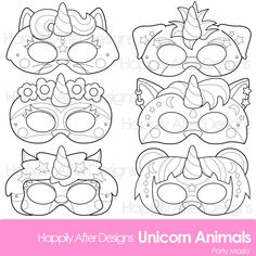 an animal mask with unicorns and stars on it for children's party masks