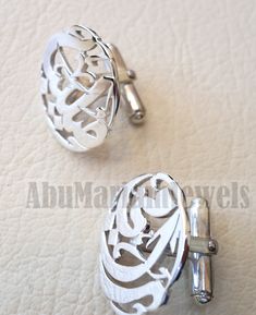 cufflinks 2 or 1 name calligraphy arabic customized any name made to order sterling silver 925 heavy men jewelry only one word on every piece ( similar or different ) if you want a phrase or two word name please see the other listings . the names are Rami Saliba on the sample رامي صليبا please allow 10 to 15 days to complete , this is made to order item . write your name or the name you want in English or Arabic , with the order please . we use 1.2 mm minimum thickness silver plate for the face Name Calligraphy, Calligraphy Arabic, Calligraphy Name, Men Jewelry, Moon Art, One Word, High Quality Jewelry, Custom Rings, Sterling Ring