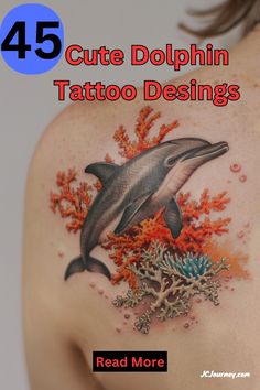 a woman with a dolphin tattoo on her back