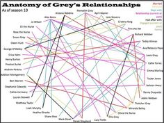 the anatomy of grey's relationships is shown in this diagram, which shows how many lines are connected to each other