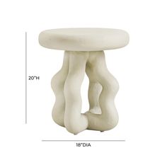 an image of a white stool on a white background with measurements for the foot rest