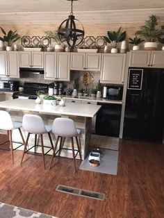 the kitchen is clean and ready to be used as a dining room or family room