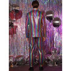 Metallic suit offers a bold and eye-catching option for formal events or special occasions, pefect for dance, parties, holidays, celebrations, etc. You can pair the metallic suit with a solid-colored dress shirt and a bow-tie to create a balanced and stylish look. Great gift for your friend, boyfriend, and your father. Fitted Sequined Suits For Parties, Party Suits With Sequins, Sequin Party Suits For Party Season, Sequin Party Suits, Fitted Multicolor Suits For Party, Fitted Party Sets, Fitted Party Sets For Party Season, Fitted Sets For Party Season, Fitted Suit For Festive Party