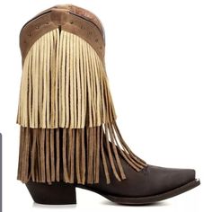 Size 7 Layered Fringe On Crazy Horse Brown Boots Collar Are Details With Brass Toned Studs Please View All Photos As They Are Part Of The Description Brand New, Never Worn However, They Do Have What Appears To Be A Pen Mark On The Right Boot (See Last Photo) B-05 Fringe Cowboy Boots, Horse Brown, Layered Fringe, Black Macrame, Tie Dye Fashion, Comfort Gray, Nike Air Max Tn, Buckle Ankle Boots, Cute Nike Shoes