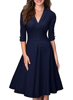 Miusol Damen 3/4 Arm Sommer Rockabilly Cocktailkleid Stre... https://www.amazon.de/dp/B015R5WWOY/ref=cm_sw_r_pi_dp_x_LvsqybWDV3J4B Casual Cocktail Dress, Looks Kate Middleton, Robes Vintage, Cocktail Dress Vintage, Meryl Streep, Cocktail Party Dress, Vintage Casual, Retro Dress, Half Sleeve