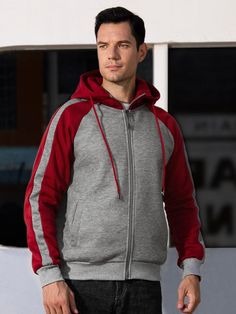 This men's zippered hoodie jacket is designed with a cool color contrast that makes it as stylish as it is comfortable. This simple yet practical jacket also works as a cardigan-style sweatshirt to help keep the body warm, especially during cooler climate conditions. For men out and about for a jog or walk, this works to keep the body warm without feeling heavy. Even just to hang out, it's a jacket that tends to be a man's wardrobe favorite. Usually, this is a favorite pick among shoppers lookin Hooded Track Jacket With Contrast Color For Winter, Hooded Contrast Color Track Jacket For Winter, Casual Hooded Jacket With Contrast Color For Fall, Winter Hooded Track Jacket With Contrast Color, Casual Contrast Color Hooded Jacket For Fall, Casual Fall Hooded Jacket With Contrast Color, Winter Track Jacket With Contrast Color For Outdoor, Sporty Fleece Outerwear With Color Block, Casual Color Block Hoodie For Outdoor