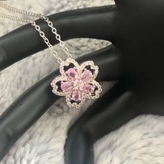 Beautiful Light Pink Cubic Zirconia Flower Design. Sterling Silver Necklace New Bundle Items To Save On Shipping Light Pink Necklace, Sterling Necklaces, Silver Lights, Pink Daisy, Pink Necklace, Sweet Sixteen, Beautiful Lights, Flower Necklace, Sterling Silver Necklace