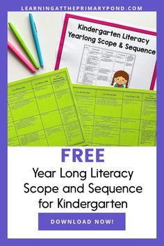 the free year long literacy scope and sequence for kids to practice their reading skills with