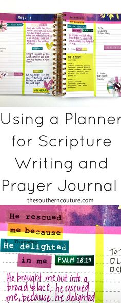 a book with the title using a planner for scripture writing and prayer journal