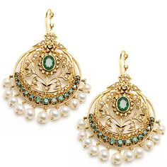 14k Gold earring with Uncut Diamonds, Emeralds and Fresh Water Pearl drops. Please note that our fine jewelry items are final sale.  Materials: 14k Gold, Emerald 6.5 ct, Uncut Diamond 1.2 ct and Fresh Water PearlClosure: HookMeasurements:  Length 2.5" x Width 2"Allergy Information: Hypoallergenic Daisy Jewellery, Pakistani Jewellery, India Jewelry, Exclusive Jewelry, Emerald Earrings, Swarovski Earrings, Traditional Jewelry, Fine Earrings, Dream Jewelry