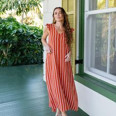 Sunshine Tienda® Hemingway Stripe Sofia Dress Summer Bridesmaid Dresses, Pink Bridesmaid Dresses, Breezy Dress, Blue Bridesmaid Dresses, Swimwear Dress, Blue Bridesmaids, Swimwear Cover, Linen Dresses, Midi Dresses