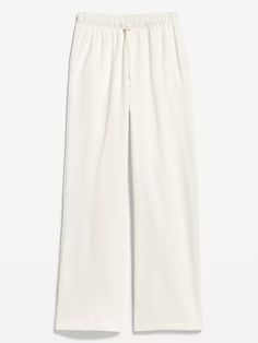 Extra High-Waisted Fleece Pants | Old Navy Casual White Pull-on Pants, Solid Color Sweatpants With Elastic Waistband For Daywear, Casual Ankle-length Pants With Gathered Waist, White Pull-on Style Wide-leg Pants, White Pull-on Wide-leg Pants, White Drawstring Bottoms For Daywear, White Wide-leg Pull-on Pants, Casual Wide Leg Pants With Gathered Waist, Versatile White Bottoms With Elastic Waistband