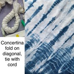 an image of tie - dyed fabric with words describing how to fold them in different ways