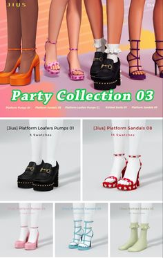 several pairs of high heeled shoes with different colors and sizes, all in various styles