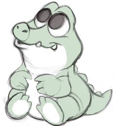 a drawing of a cartoon alligator with sunglasses on