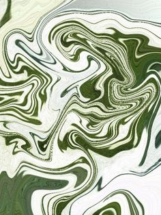 an abstract painting with green and white swirls in the center, as if it were liquid paint