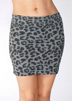 GREY LEOPARD 80'S 90'S BODYCON SEAMLESS STRETCHY BANDAGE PENCIL MINI SKIRT NEW #ff #Mini #ClubWear Seamless Clothing, Romantic Clothing, Rocker Look, Grey Leopard, Grey Leopard Print