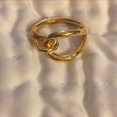 Gold Tone Hook Design Scarf Ring. Herms Engraved On Edge Of Band. Sized To Fit Most Scarves. Simple Design. Euc Sorry No Box. Hermes Scarf Ring, Design Scarf, Hermes Jewelry, Scarf Rings, Hook Design, Hermes Scarf, Ring Color, Simple Design, Simple Designs