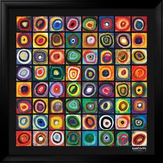 an art work with many different colors and shapes on it, including circles in the center