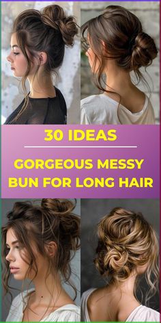 Discover 30 chic and effortless messy bun styles for long hair, perfect for adding a fashionable twist to your everyday look. Bun Styles For Long Hair, Carefree Hairstyles, Messy Buns For Long Hair, Easy Messy Buns, Messy Bun For Long Hair, Buns For Long Hair, Messy Bun Styles, Claire Hair, Bun For Long Hair