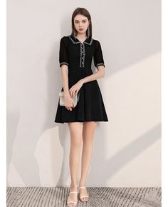 Shop Sweety A Line Short Sleeves Black Casual Dress online. All instock with free shipping. Pro since 2009. Summer Evening A-line Short Sleeve Dress, Summer Evening Mini Dress With Half Sleeves, Fitted Black Short Sleeve Casual Dress, Casual Black Short Sleeve Dress, Casual Black Short Sleeve Dress For Summer, Chic Short Sleeve Fit And Flare Mini Dress, Black Half Sleeve Mini Dress For Summer, Chic Fit And Flare Mini Dress With Short Sleeves, Black Short Sleeve A-line Dress For Summer