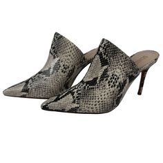 Schutz Bardot New Without Tags/Box - Signs Of Try On Wear Snake-Embossed Leather, Pointed Toe & Stiletto Heel Leather Sole Mules, Slip On, Snakeskin, Animal Print, Reptile, Neutral, Day To Night, Party, Quiet Luxury Women's Size 7b Made In Brazil See Pics For Measurements And Condition Fast Shipping! Same Or Next Day On Average! Smoke Free, Pet Friendly Home! I Often Use Recycled Shipping Materials. If You Need Special Packaging Please Message Me. Please Let Me Know If You Have Any Questions! Ne Snake Reptile, Brazil Colors, Reptile Snakes, Quiet Luxury, Night Party, Box Signs, Leather Mules, Luxury Women, Stiletto Heel