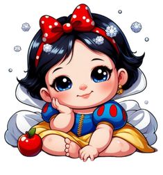 Drawing Snow White, Baby Princess Disney Wallpaper, Princesas Baby Disney, Baby Disney Princess, Disney Quote Posters, Snow White And Seven Drawfs, Disney Princess Paintings, Baby Snow White, Princess Painting