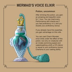 an advertisement for mermaid's voice eliir